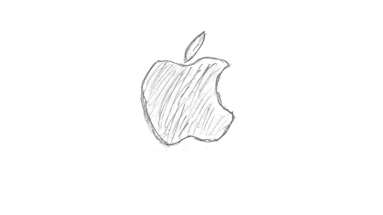 Apple logo tegnet med blyant